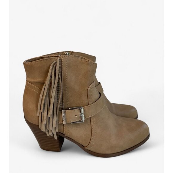 Sam Edelman Womens Leah Ankle Bootie Boot 8.5 M Tan Fringe Side Zip READ - Picture 3 of 10